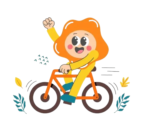 Silah mascot riding a bicycle, waving happily