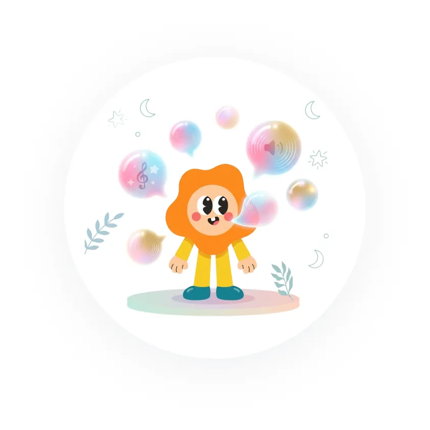Silah mascot playing with colourful bubbles